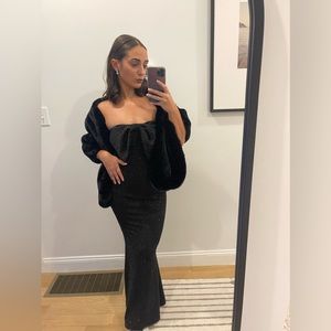 WINDSOR | Strapless Sparkle Front Bow Fitted Dress